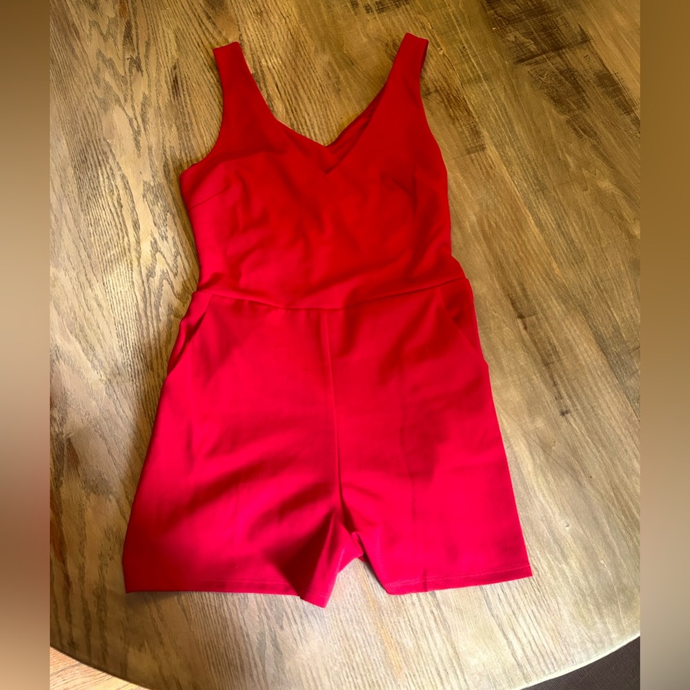 Red dress romper